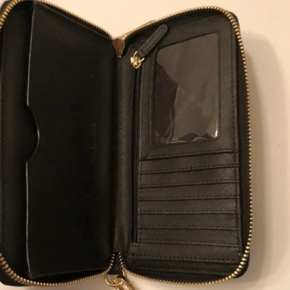 Michael kors black studded heart wristlet clutch